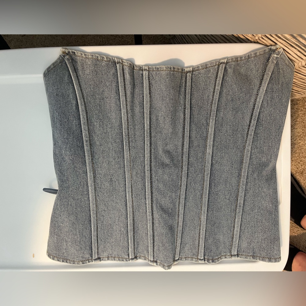 Denim Strapless Corset Top